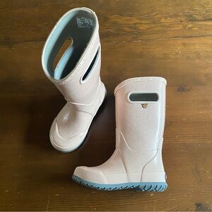 BOGS Little Kid Pink Rose Gold Glitter Rain Boots Size 10